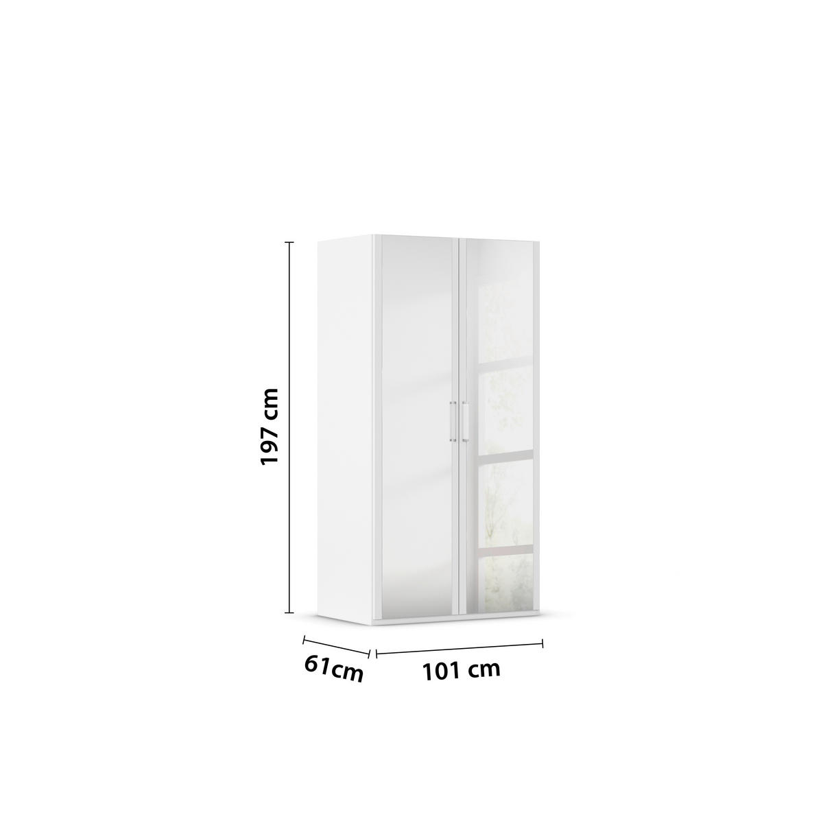 DREHTÜRENSCHRANK 101/197/60 cm 2-türig Weiß  - Weiß, Design, Glas/Holzwerkstoff (101/197/60cm) - Novel