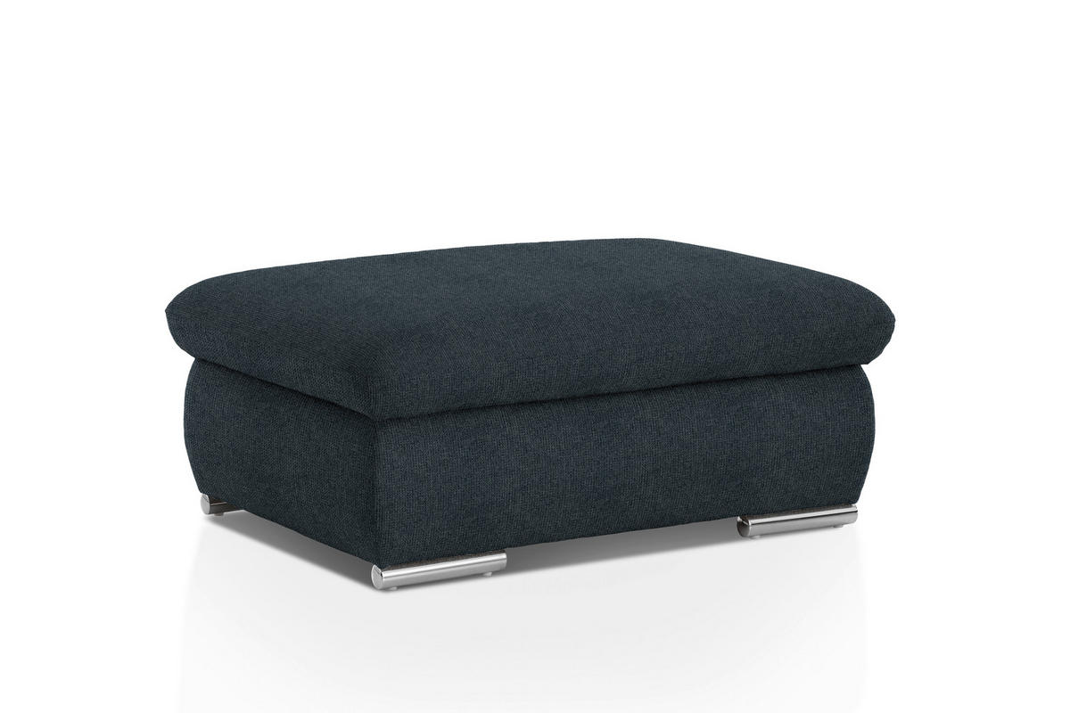 HOCKER Chenille Schwarz  - Chromfarben/Schwarz, Design, Textil/Metall (101/45/74cm) - Livetastic