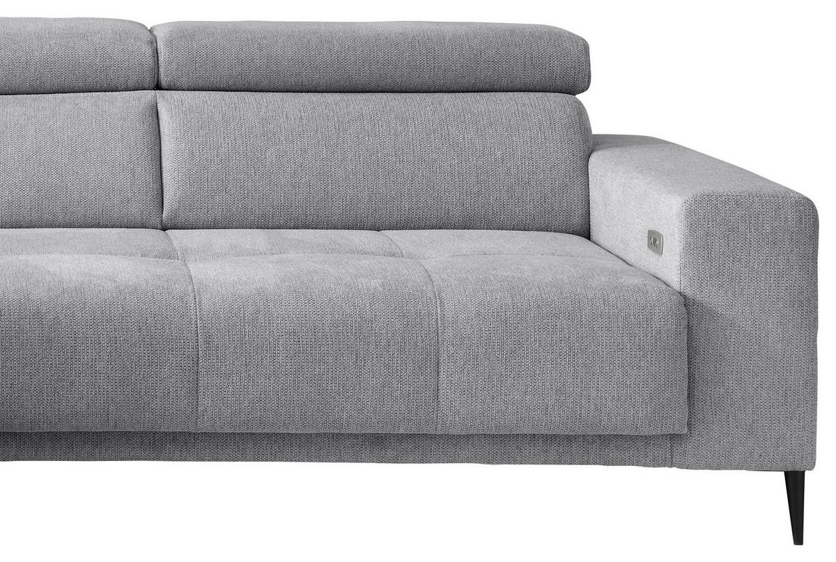 ECKSOFA Chenille Silberfarben  - Silberfarben/Schwarz, Konventionell, Textil/Metall (225/305cm) - Livetastic