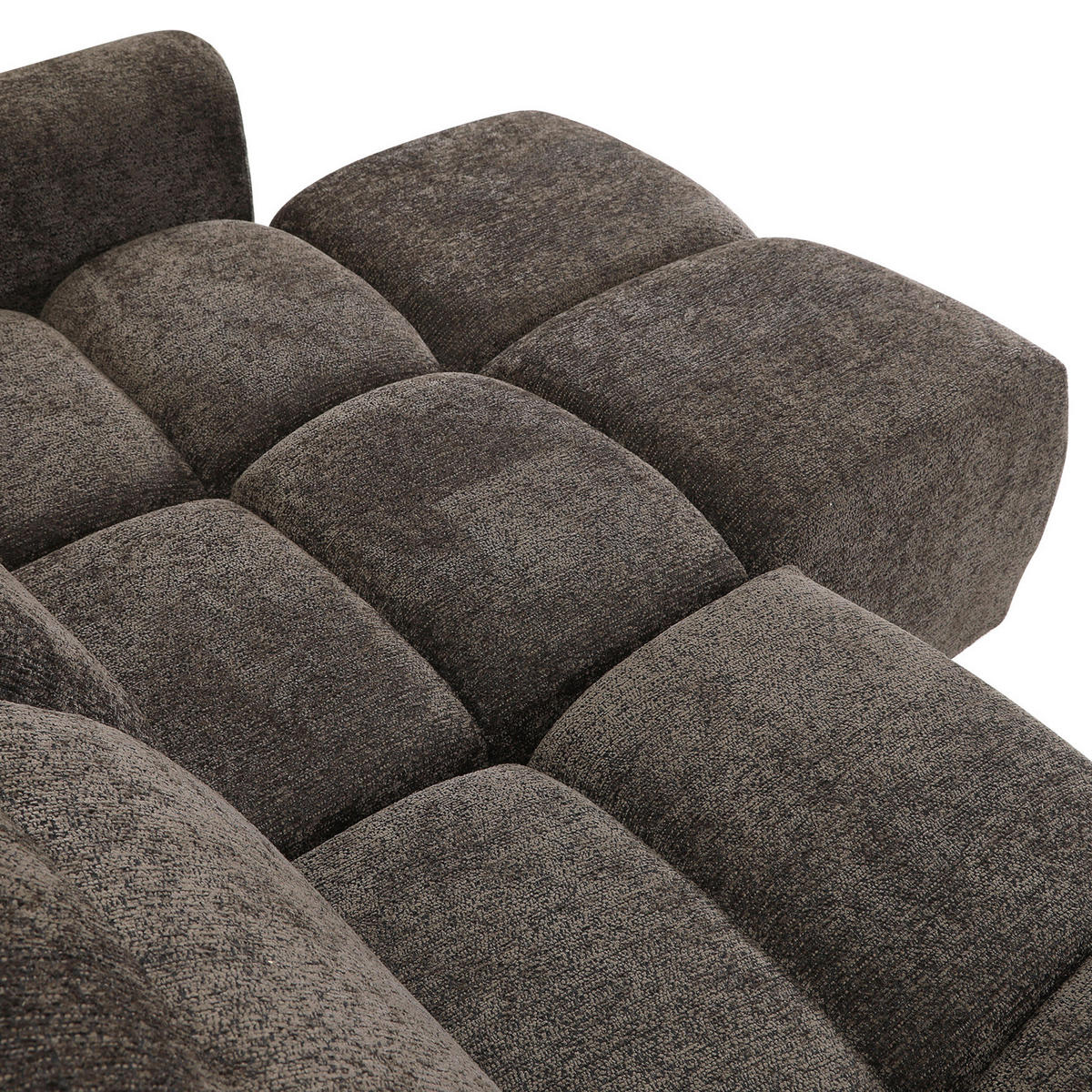 ECKSOFA Dunkelbraun Chenille Bettkasten, Rücken echt, Kopfteilverstellung, Sitztiefenverstellung  - Dunkelbraun/Schwarz, MODERN, Kunststoff/Textil (268/165cm) - Carryhome