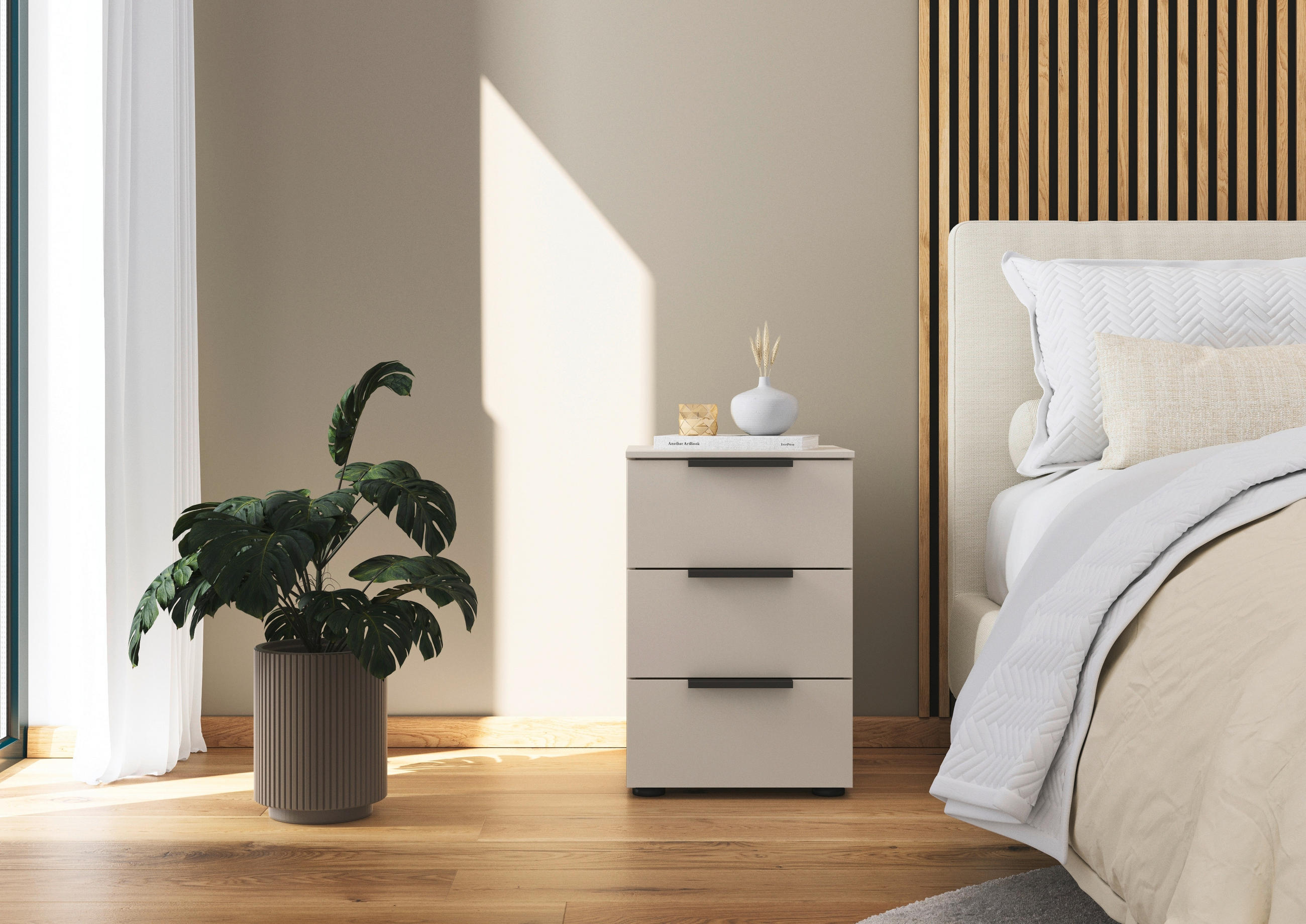 NACHTSCHRANK 40/61/42 cm  - Champagner/Graphitfarben, MODERN, Holzwerkstoff/Metall (40/61/42cm) - Rauch Möbel