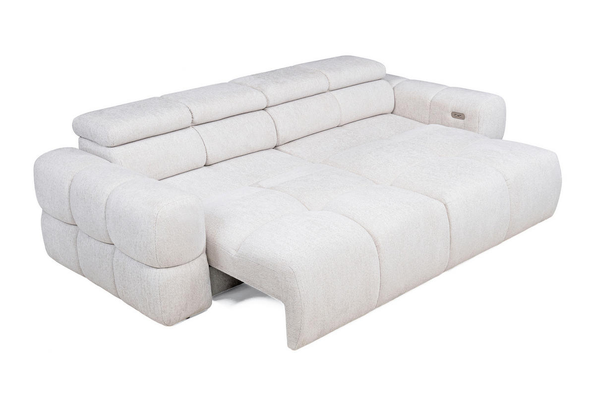 BIGSOFA Chenille Weiß  - Schwarz/Weiß, Design, Kunststoff/Textil (230/76-103/119cm) - Welnova