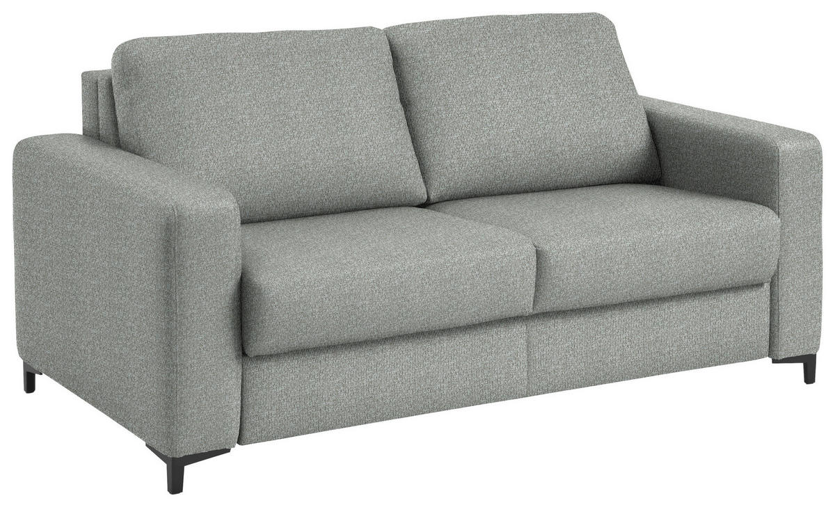 SCHLAFSOFA Webstoff Hellgrau Fussart wählbar, Stoffauswahl, Schlafen auf Sitzhöhe, Rückenfutter, Armteil links, Armteil rechts  - Hellgrau/Schwarz, Konventionell, Textil/Metall (196/87/103cm) - Dieter Knoll