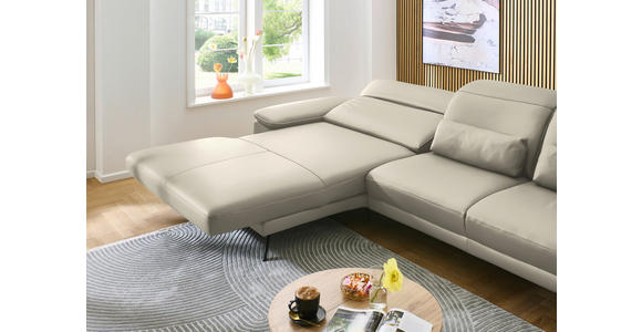 ECKSOFA in Echtleder Ecru 193/332 cm - Ecru/Schwarz, Design, Leder/Metall (193/332cm) - Dieter Knoll