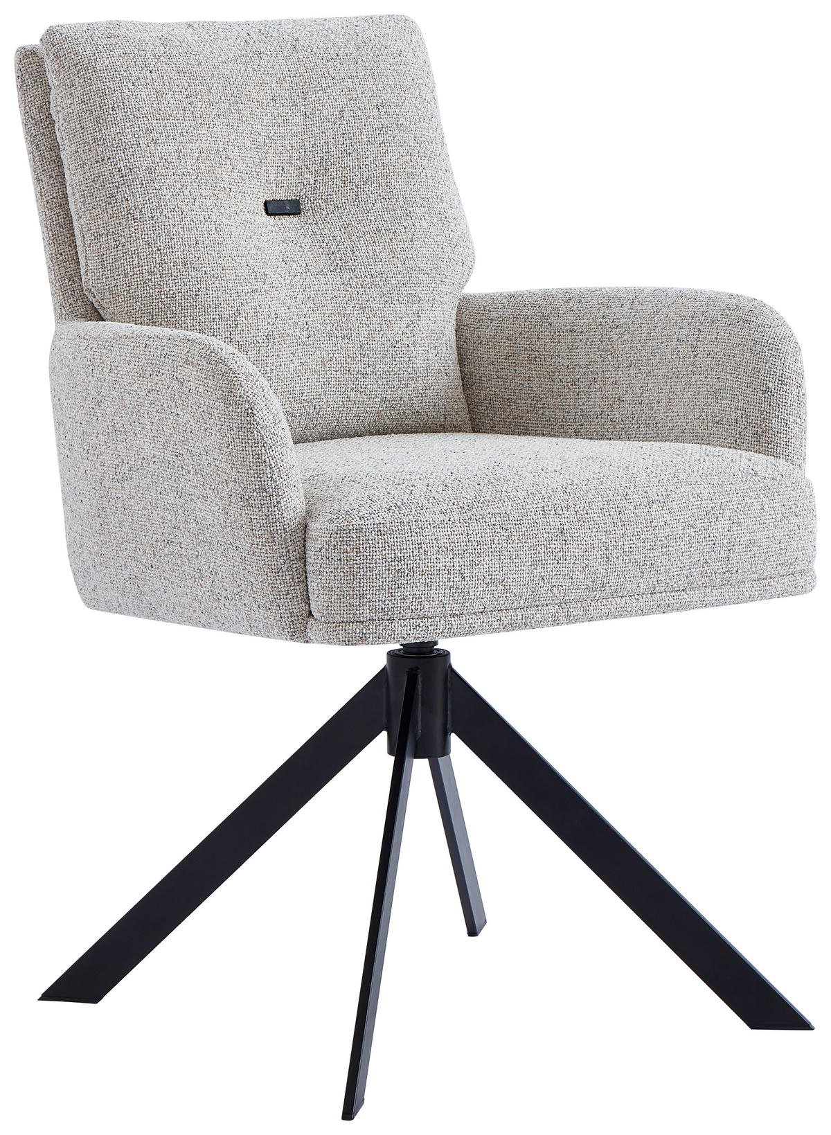 Scaun Cu Brațe din metal, textil, bej, negru,  - bej/negru, Design, metal/textil (60,5/88/67cm) - Novel