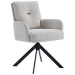 ARMLEHNSTUHL  Stoffauswahl, Typenauswahl, Sitzfläche 360° drehbar, Gestellauswahl, automatische Rückholfunktion Webstoff  - Beige/Schwarz, Design, Textil/Metall (60,5/88/67cm) - Novel