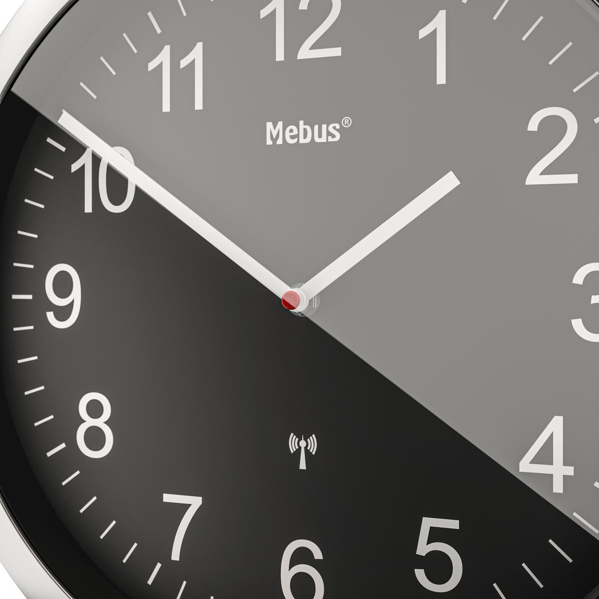 WANDUHR Silberfarben, Schwarz  - Silberfarben/Schwarz, Basics, Kunststoff (25cm)