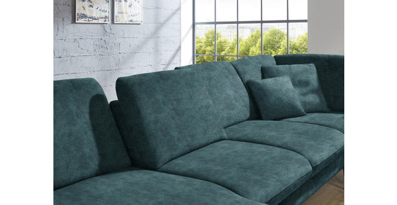 WOHNLANDSCHAFT in Velours Petrol - Petrol/Schwarz, Design, Textil/Metall (180/344/208cm) - Dieter Knoll