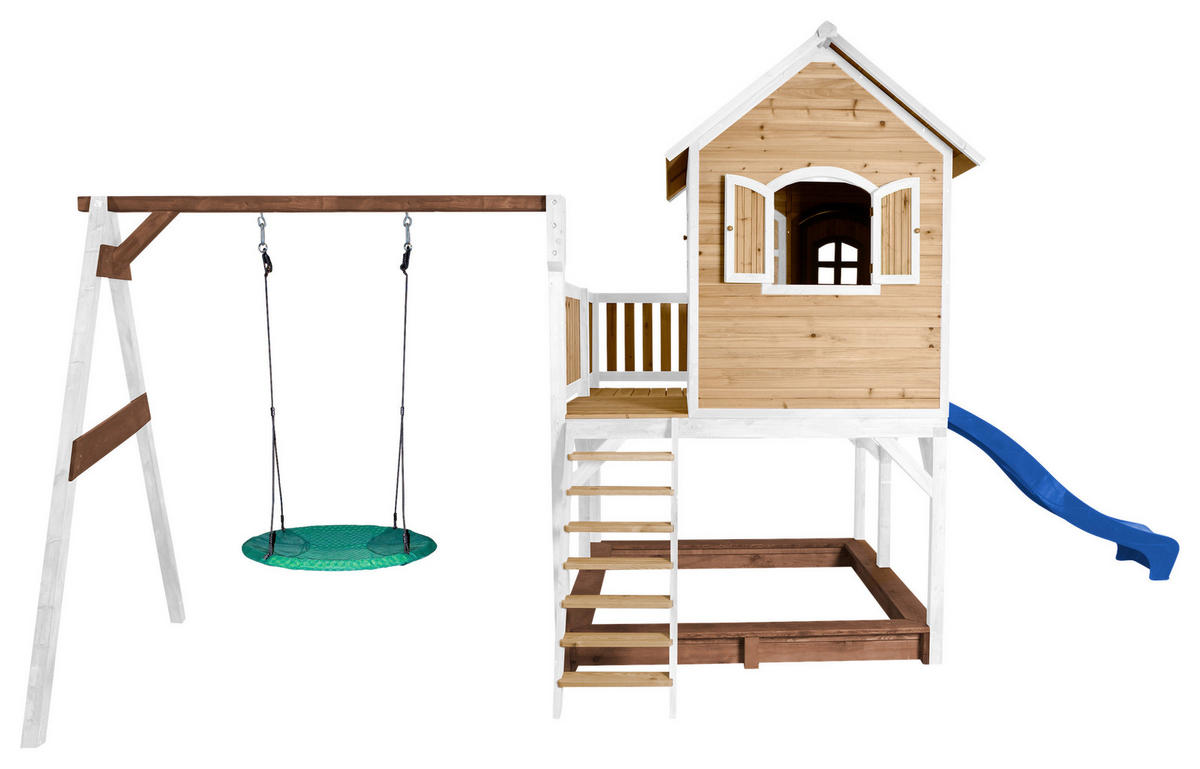 SPIELTURM 613/291/277 cm  - Blau/Braun, KONVENTIONELL, Holz (613/291/277cm) - Ambia Garden