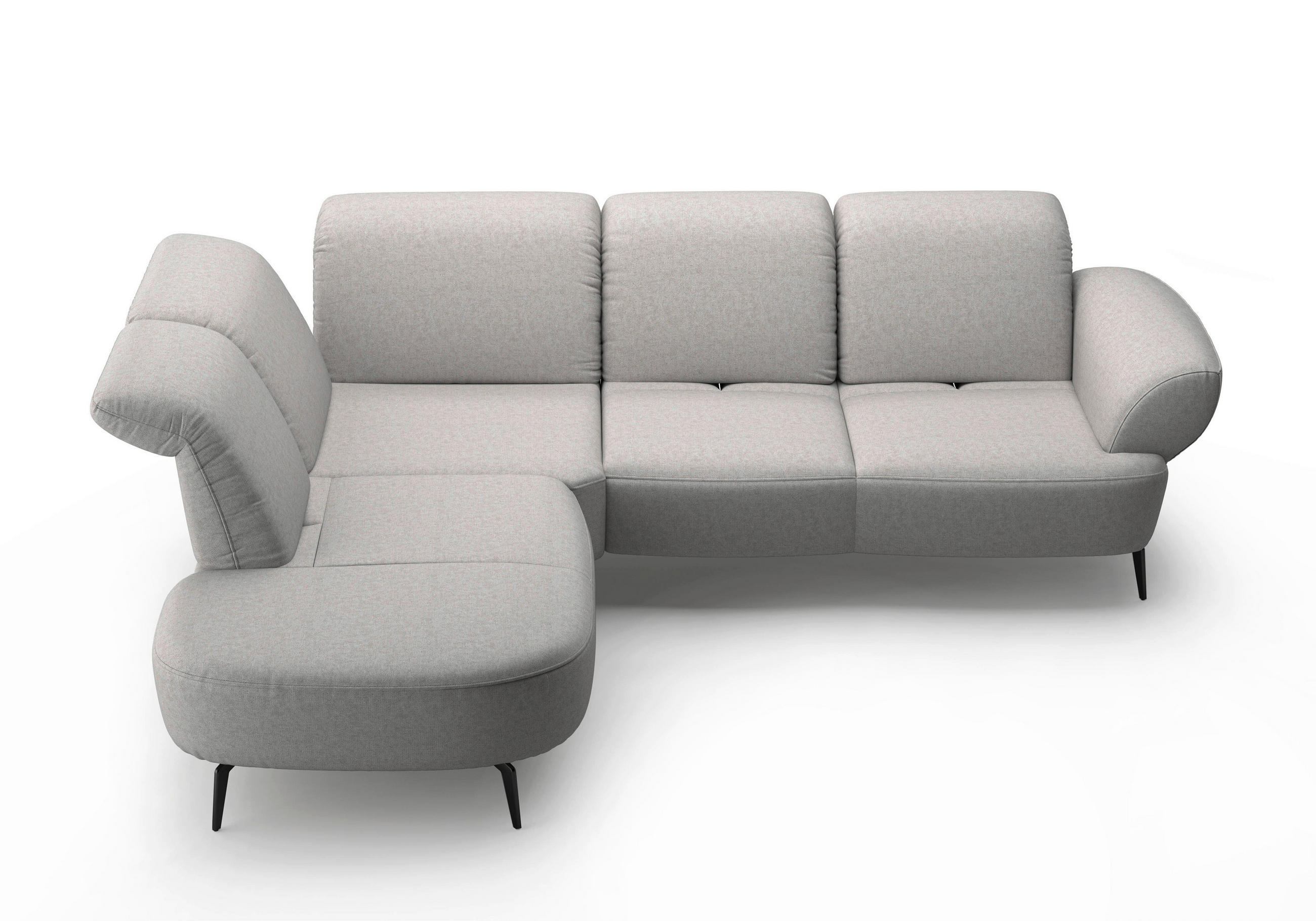 ECKSOFA in Flachgewebe Hellgrau - Hellgrau/Schwarz, Modern, Textil/Metall (270/302cm) - Sit & More
