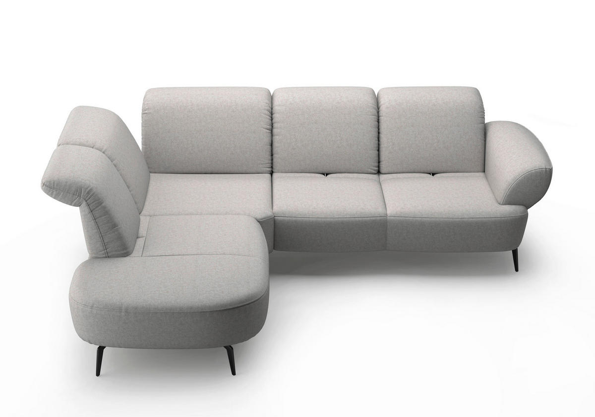 ECKSOFA in Flachgewebe Hellgrau  - Hellgrau/Schwarz, Modern, Textil/Metall (270/302cm) - Sit & More