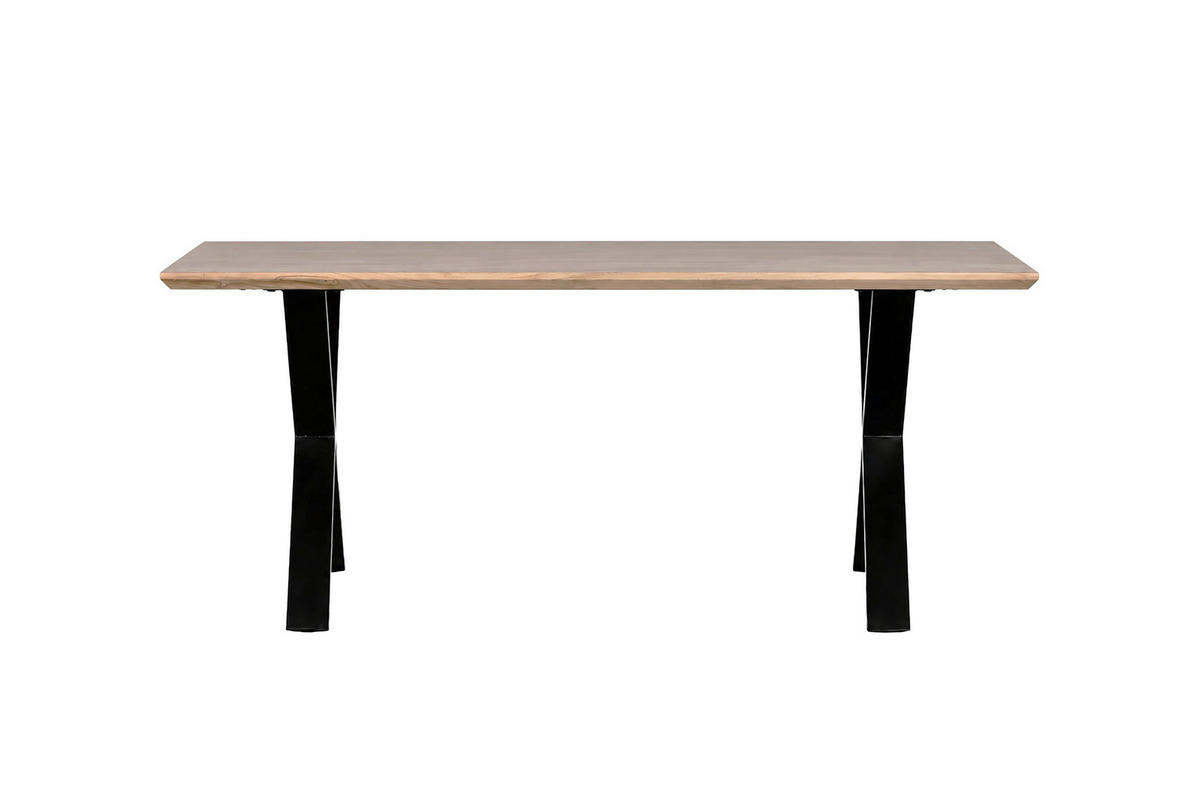 ESSTISCH 160/90/76 cm Echtholz  Holz, Metall rechteckig Akaziefarben  - Schwarz/Akaziefarben, MODERN, Holz/Metall (160/90/76cm) - MID.YOU