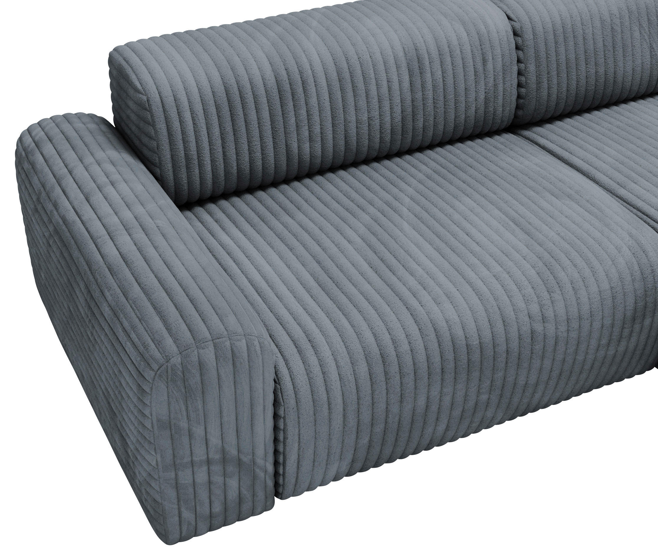 Thumbnail - home24 Ecksofa, Blaugrau, Textil, 3-4-Sitzer, Füllung: Schaumstoffflocken, Ottomane rechts, L-Form, 292x178 cm, Rücken e...