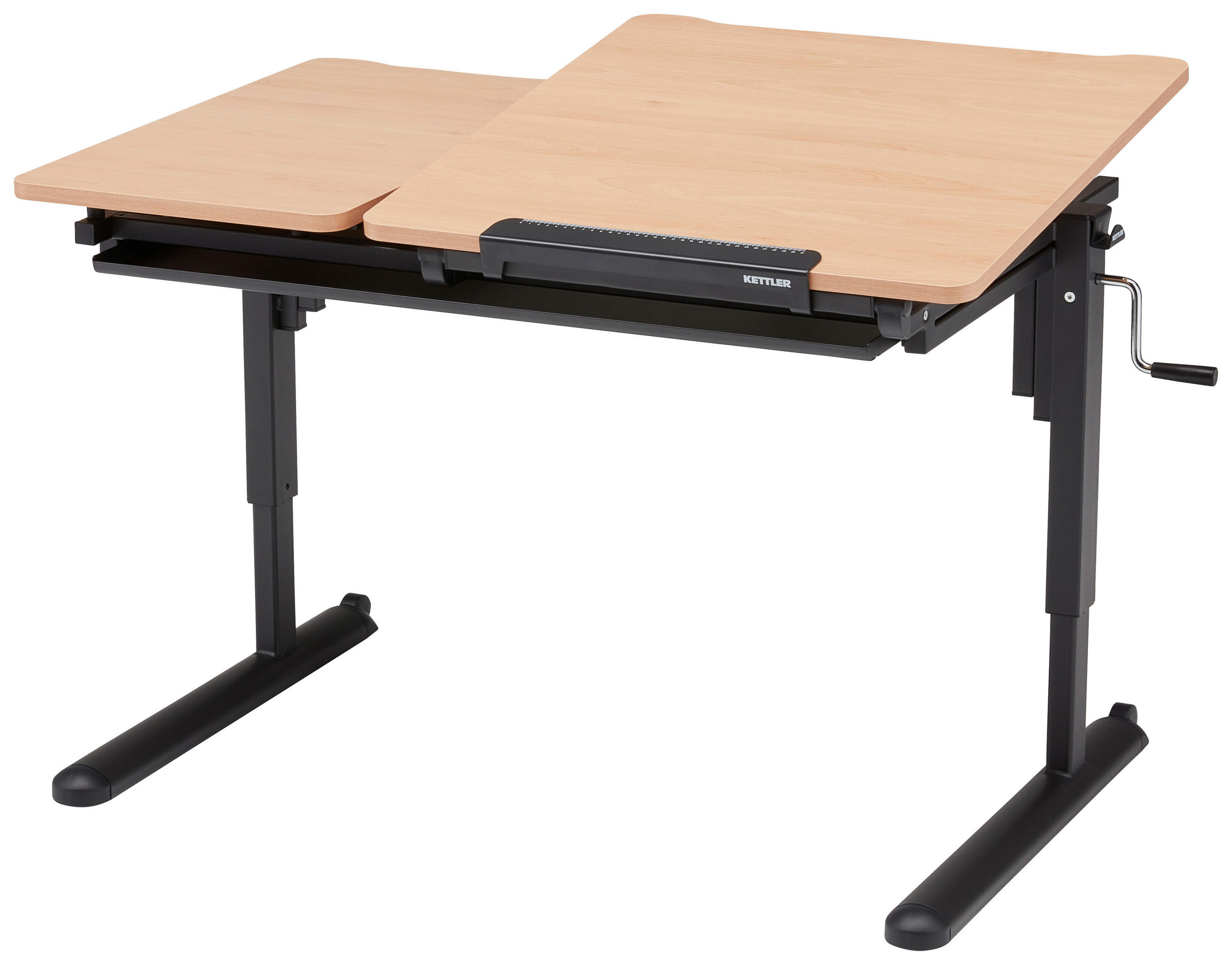JUGENDSCHREIBTISCH 109,5/71,5/53,5-82 cm  - Anthrazit/Buchefarben, Basics, Holzwerkstoff/Metall (109,5/71,5/53,5-82cm) - Kettler