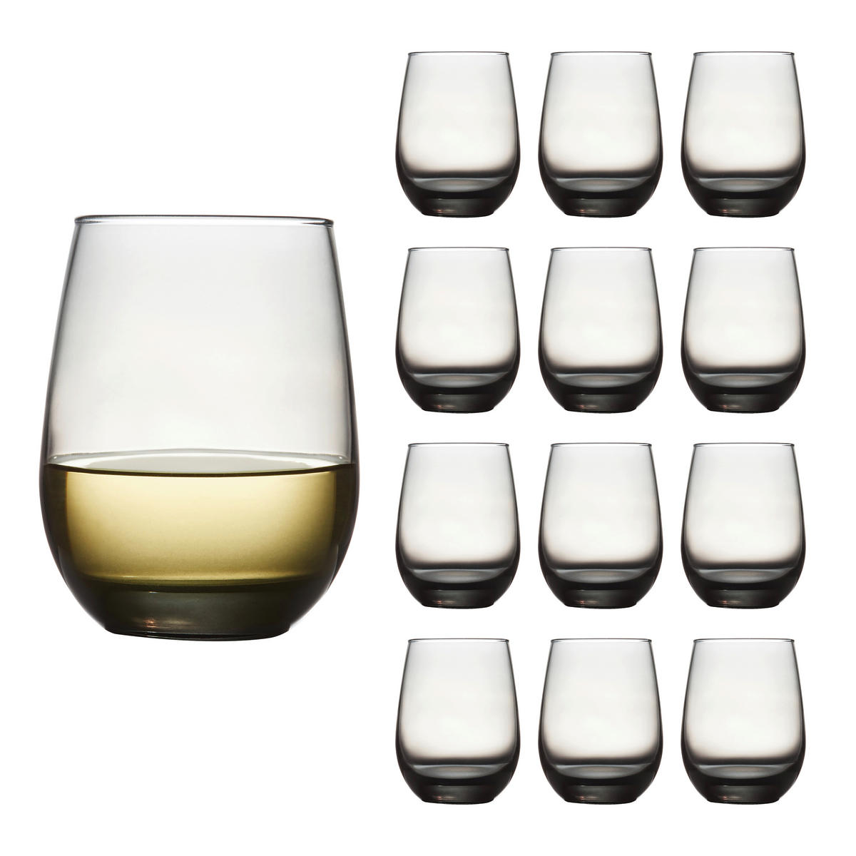 GLÄSERSET STEMLESS  12-teilig  - Hellgrau, Basics, Glas (9/11,5cm)