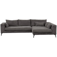 ECKSOFA in Cord Grau  - Schwarz/Grau, Design, Textil/Metall (313/172cm) - Livetastic