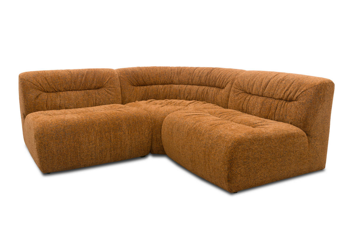 ECKSOFA 800 027 Kupferfarben Chenille Rücken echt  - Schwarz/Kupferfarben, MODERN, Kunststoff/Textil (214/214cm) - Livetastic