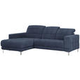 ECKSOFA in Webstoff Dunkelblau  187/260 cm  - Chromfarben/Dunkelblau, Design, Textil/Metall (187/260cm) - Xora