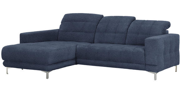 ECKSOFA in Webstoff Dunkelblau  187/260 cm  - Chromfarben/Dunkelblau, Design, Textil/Metall (187/260cm) - Xora
