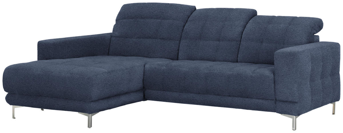 ECKSOFA in Webstoff Dunkelblau  - Chromfarben/Dunkelblau, Design, Textil/Metall (187/260cm) - Xora