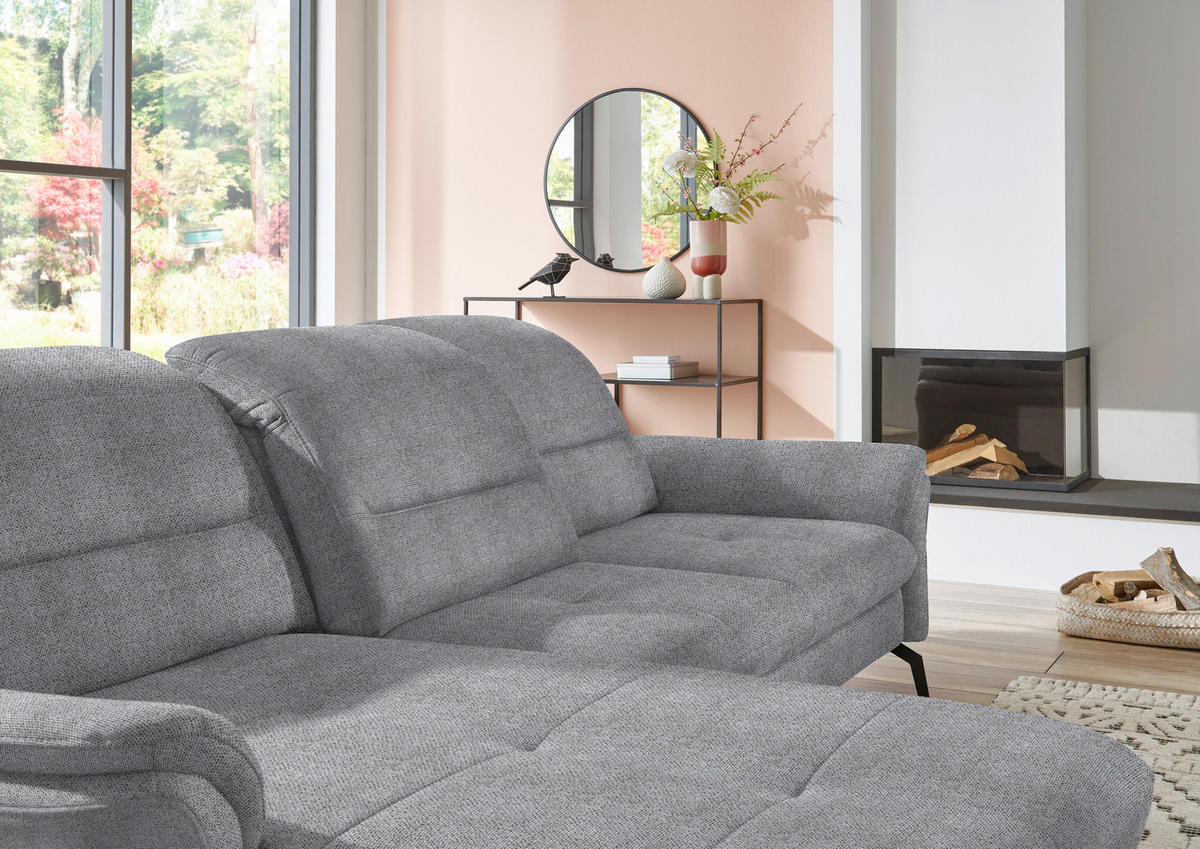 ECKSOFA in Flachgewebe Grau  - Schwarz/Grau, Konventionell, Textil/Metall (181/260cm) - Beldomo Speed