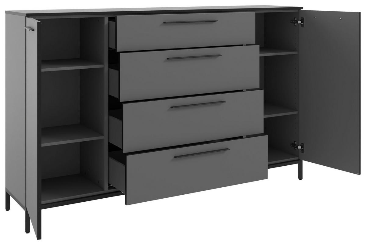 SIDEBOARD Soul  in 180/111/40 cm  - Dunkelgrau/Schwarz, MODERN, Holzwerkstoff/Metall (180/111/40cm)