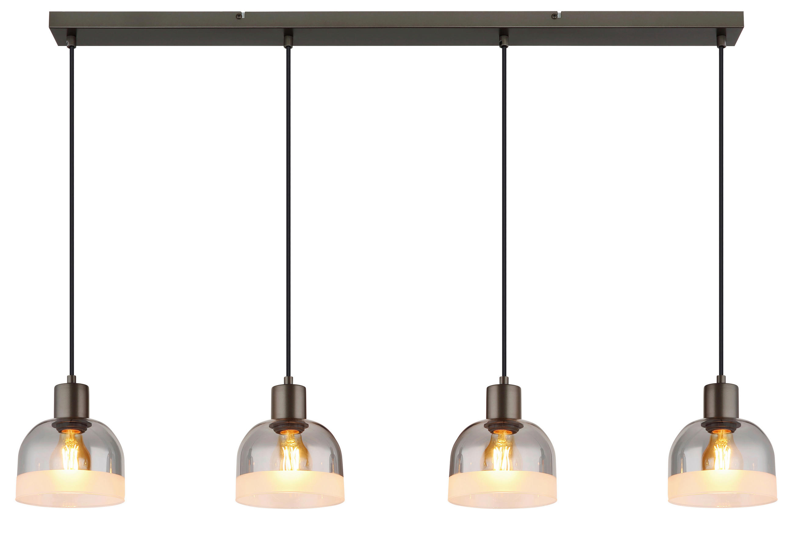 HÄNGELEUCHTE Kairo 105/15/120 cm  - Chromfarben/Schwarzchrom, Design, Glas/Kunststoff (105/15/120cm) - Globo