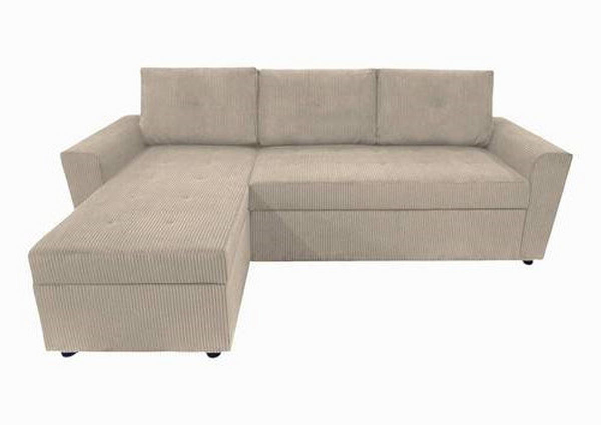 ECKSOFA in Cord Taupe  155/231 cm  - Taupe/Schwarz, Design, Kunststoff/Textil (155/231cm) - MID.YOU
