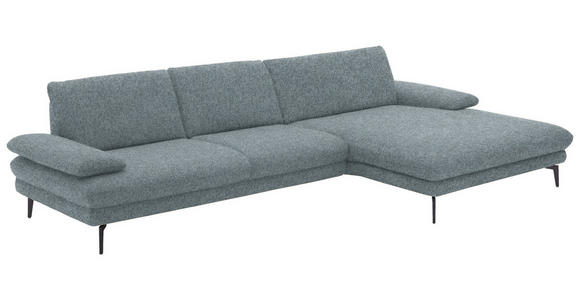 ECKSOFA in Chenille Blaugrau  - Blaugrau/Schwarz, Design, Textil/Metall (310/180cm) - Dieter Knoll