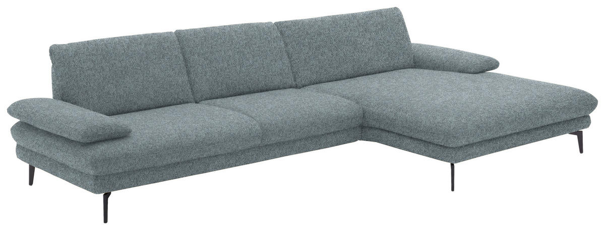 ECKSOFA in Chenille Blaugrau  - Blaugrau/Schwarz, Design, Textil/Metall (310/180cm) - Dieter Knoll
