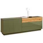 LOWBOARD Triest  in 207/69/42 cm  - Eichefarben/Olivgrün, Design, Glas/Holz (207/69/42cm) - Novel