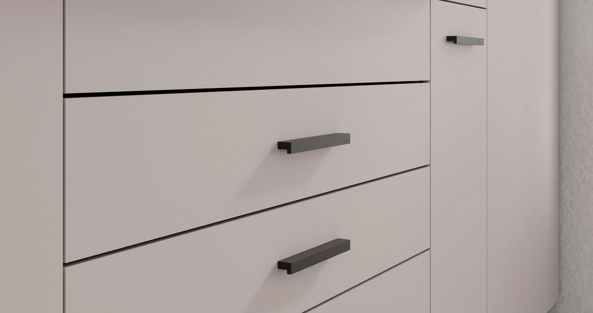 KÜCHENLEERBLOCK   in Schwarz, Beige  - Beige/Schwarz, Basics, Glas/Holzwerkstoff (280/214/60cm) - P & B