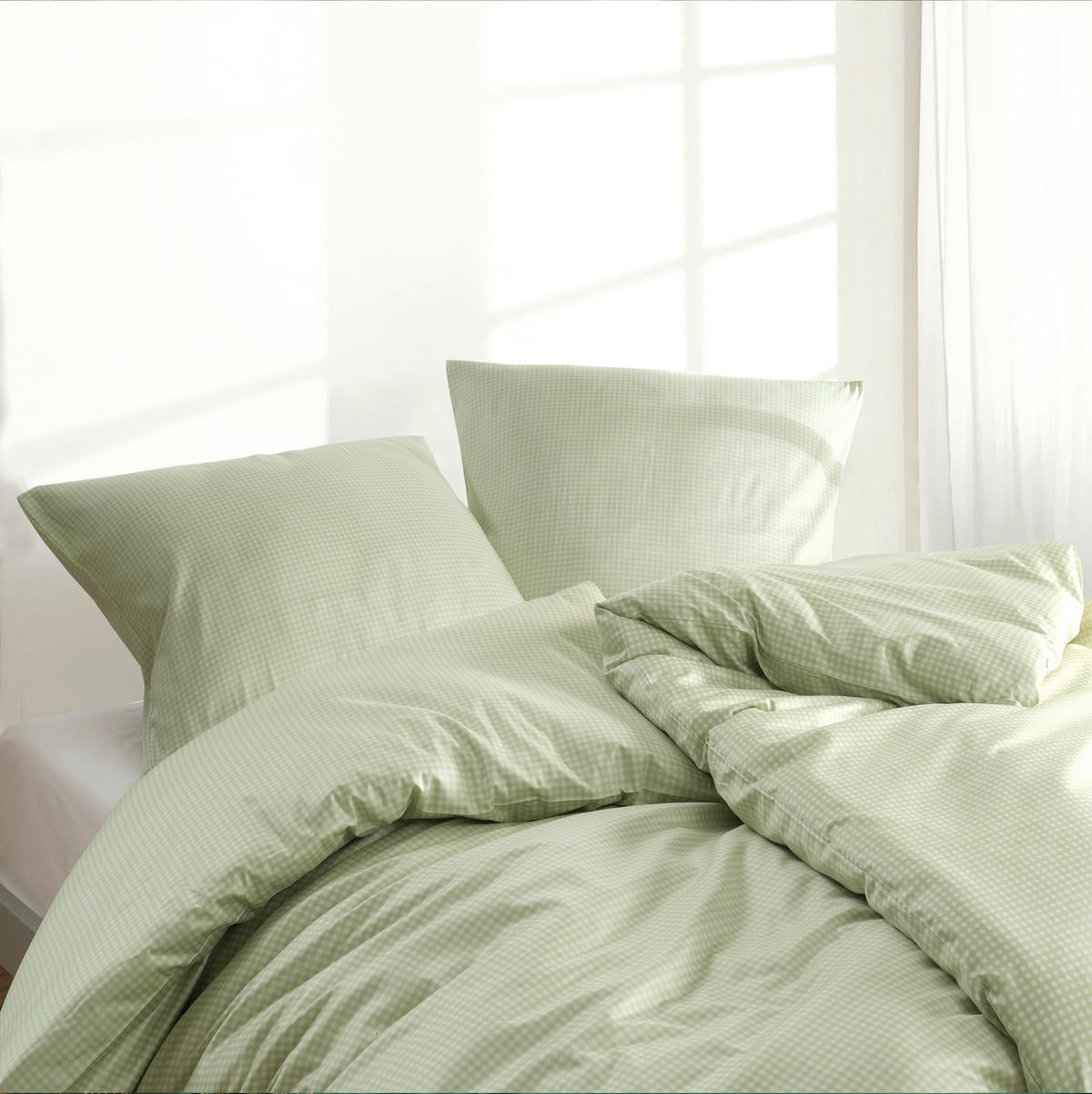 BETTWÄSCHE 2-teilig Satin 135/200 cm  - Salbeigrün, Basics, Textil (135/200cm) - Florella