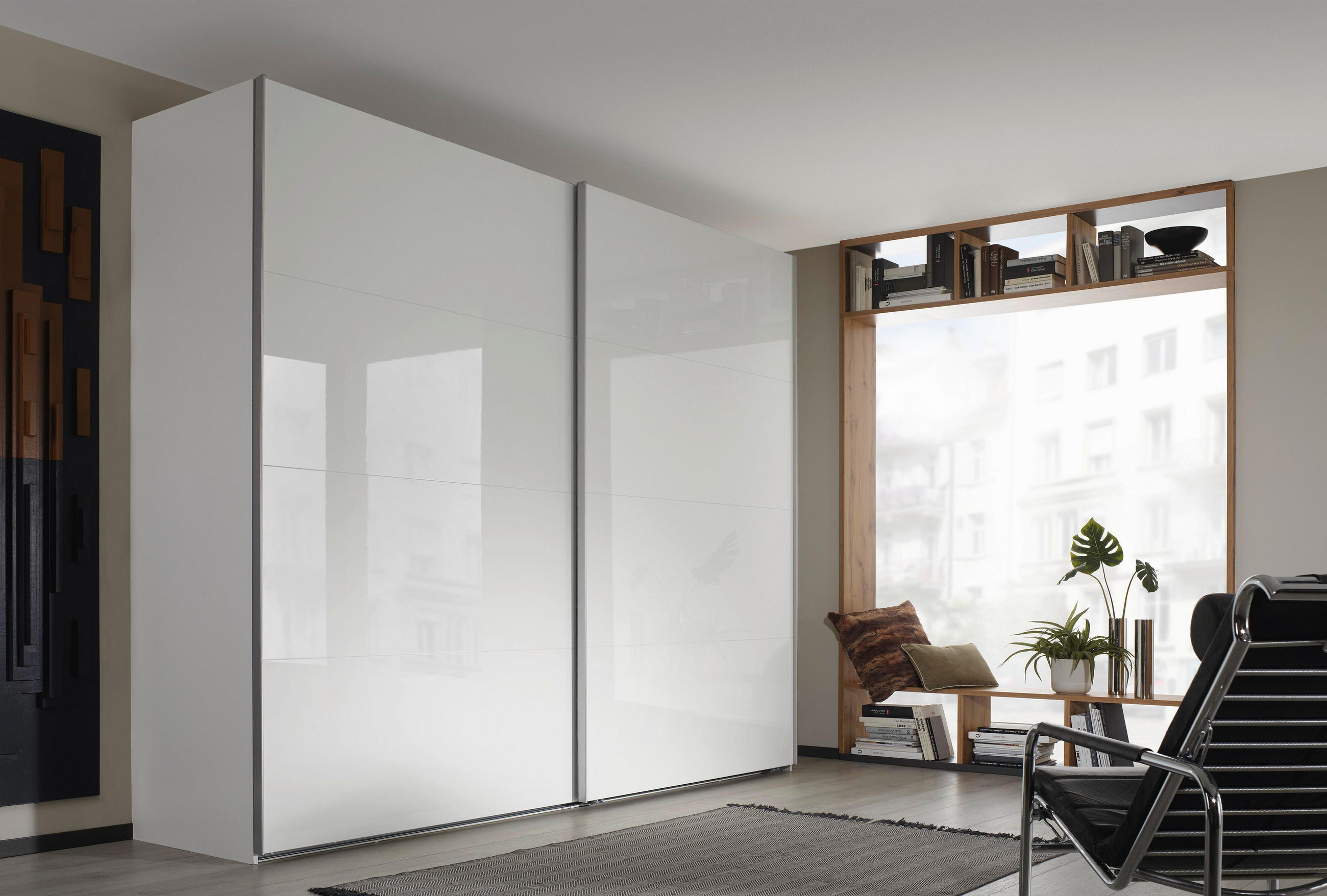 SCHWEBETÜRENSCHRANK 271/235/68 cm 2-türig Weiß  - Alufarben/Weiß, Design, Holzwerkstoff/Metall (271/235/68cm) - Xora