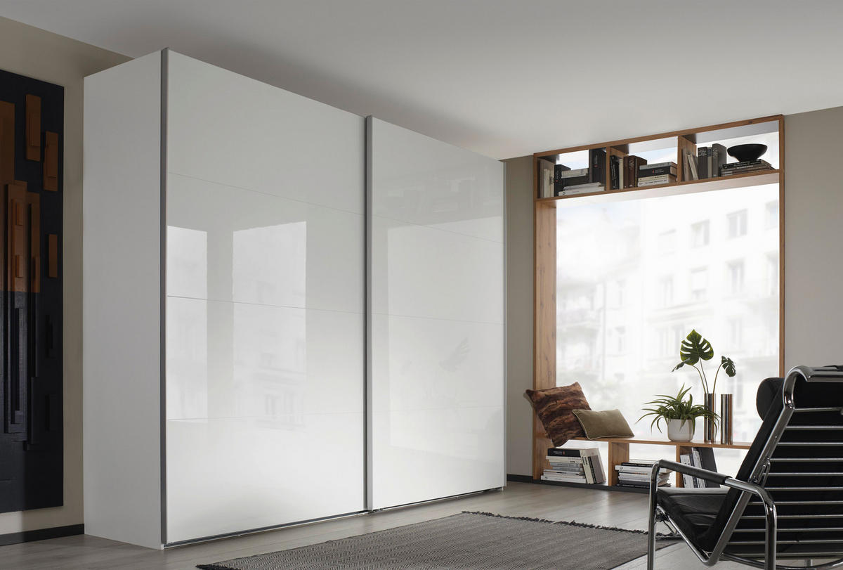 SCHWEBETÜRENSCHRANK 226/236/68 cm 2-türig Weiß  - Alufarben/Weiß, Design, Holzwerkstoff/Metall (226/236/68cm) - Xora