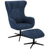 RELAXSESSELSET in Textil Dunkelblau  - Schwarz/Dunkelblau, Design, Textil/Metall (73/107/80cm) - Welnova