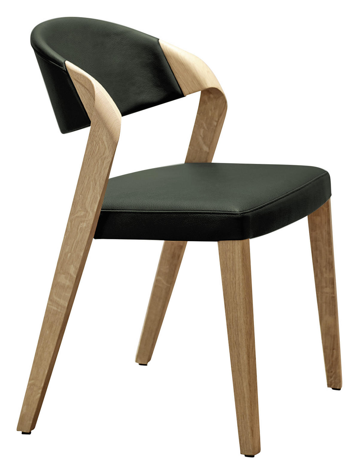 STUHL  in Echtleder pigmentiert  - Dunkelgrün/Eichefarben, Natur, Leder/Holz (53/82/57cm) - Voglauer