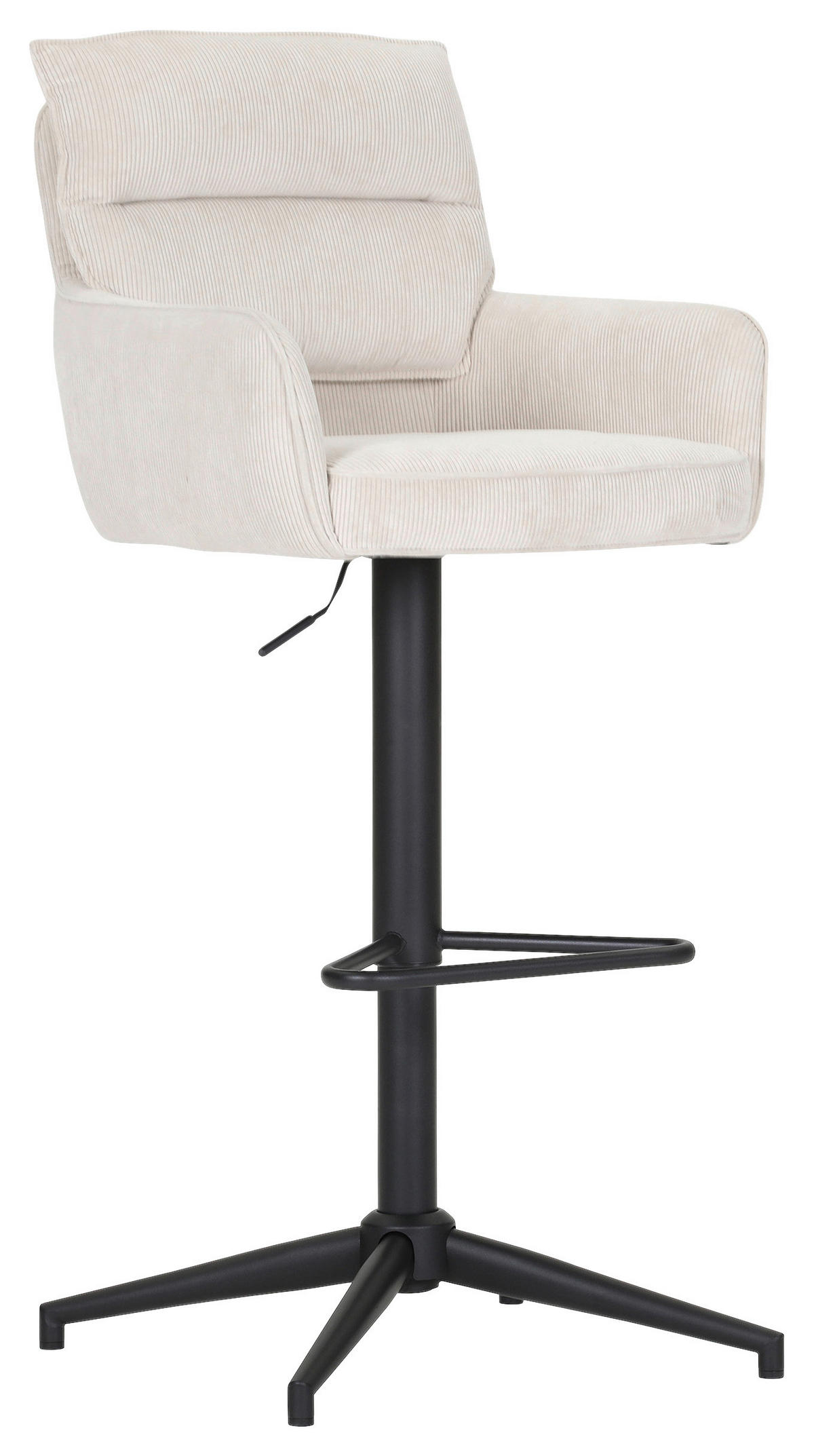 BARHOCKER Cord Beige Stoffauswahl, Sitzfläche 360° drehbar  - Beige/Schwarz, Design, Textil/Metall (54/98-120/58cm) - Novel