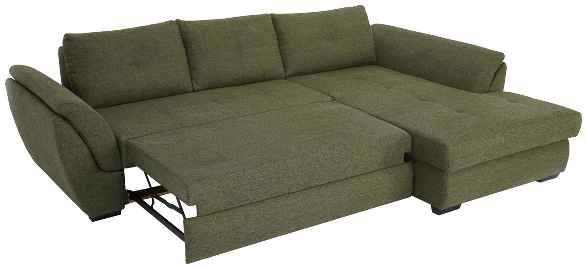 ECKSOFA in Webstoff Grün  - Schwarz/Grün, Design, Kunststoff/Textil (278/187cm) - Livetastic