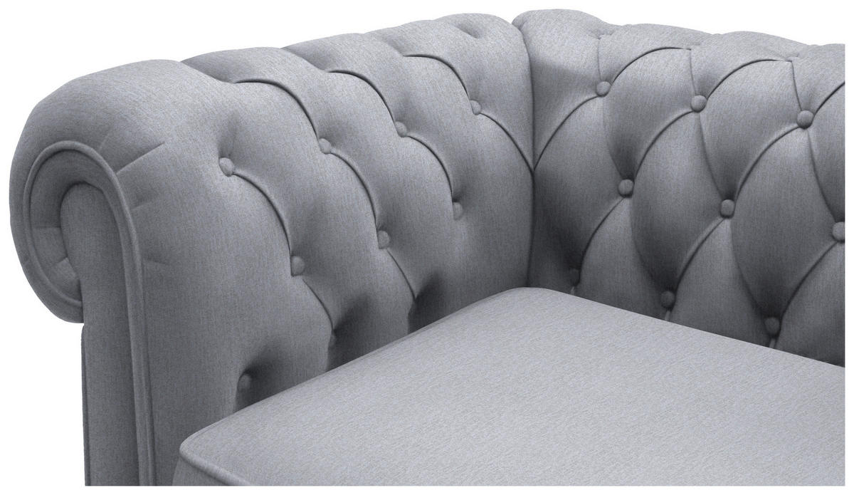 CHESTERFIELD-SOFA in Webstoff Hellgrau  - Wengefarben/Hellgrau, Lifestyle, Holz/Textil (180/76,5/96cm) - Landscape