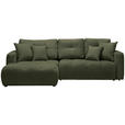 ECKSOFA  in Chenille Dunkelgrün  - Dunkelgrün/Schwarz, MODERN, Kunststoff/Textil (172/276cm) - Hom`in