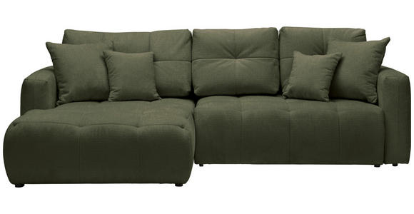 ECKSOFA  in Chenille Dunkelgrün  - Dunkelgrün/Schwarz, MODERN, Kunststoff/Textil (172/276cm) - Hom`in