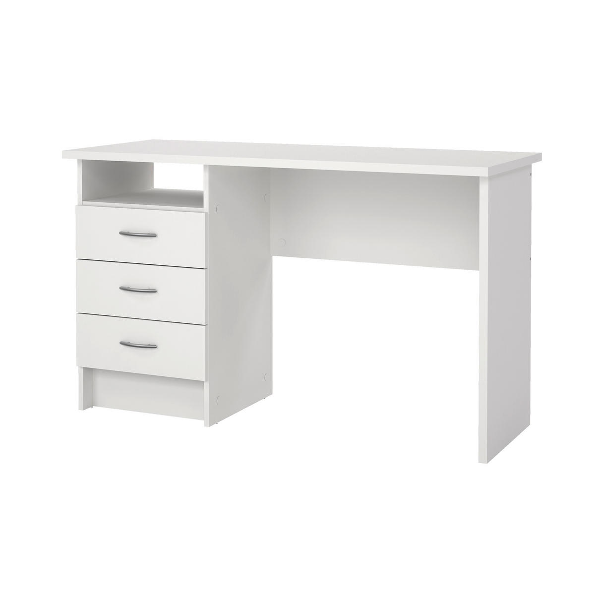 SCHREIBTISCH 120,1/48,1/72,6 cm  in Weiss  - Weiss/Silberfarben, Modern, Holzwerkstoff/Kunststoff (120,1/48,1/72,6cm) - MID.YOU
