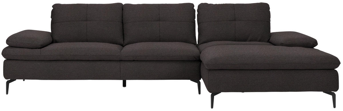ECKSOFA Webstoff Schwarz  - Schwarz, Design, Textil/Metall (301/179cm) - Chilliano