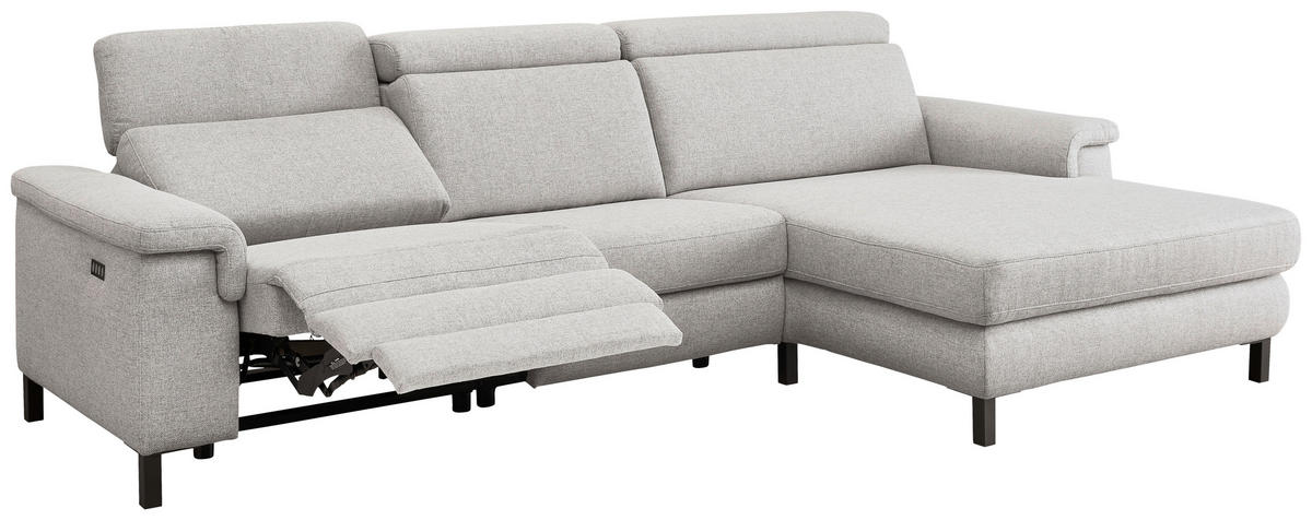 SAROKKANAPÉ textil világosszürke  - világosszürke/fekete, Konventionell, textil/fém (304/182cm) - Pure Home Comfort