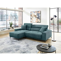 ECKSOFA Cord Petrol  - Petrol/Schwarz, Basics, Textil/Metall (183/250cm) - Livetastic