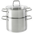 GEMÜSEDÄMPFER 3 L  - Klar/Edelstahlfarben, Basics, Glas/Metall (20/25,5cm) - Homeware Profession.