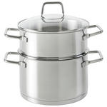 GEMÜSEDÄMPFER 3 L  - Klar/Edelstahlfarben, Basics, Glas/Metall (20/25,5cm) - Homeware Profession.