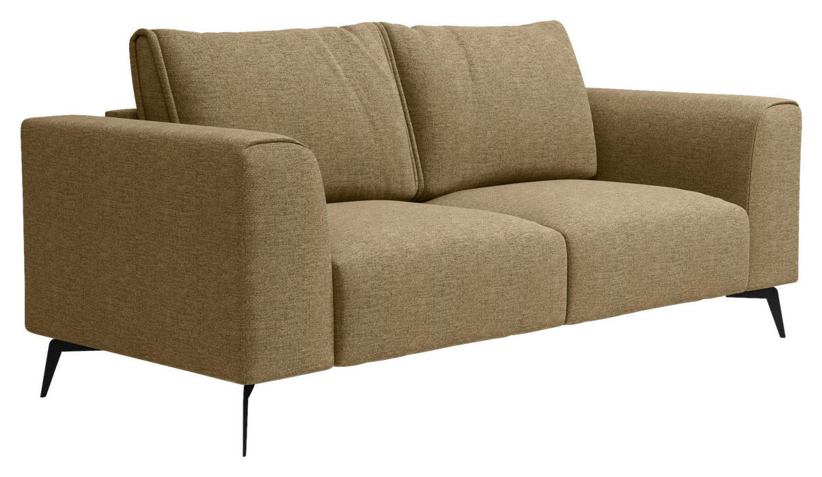 2-SITZER-SOFA beflockt Goldfarben  - Goldfarben/Schwarz, Design, Holz/Textil (186/88/90cm) - MID.YOU