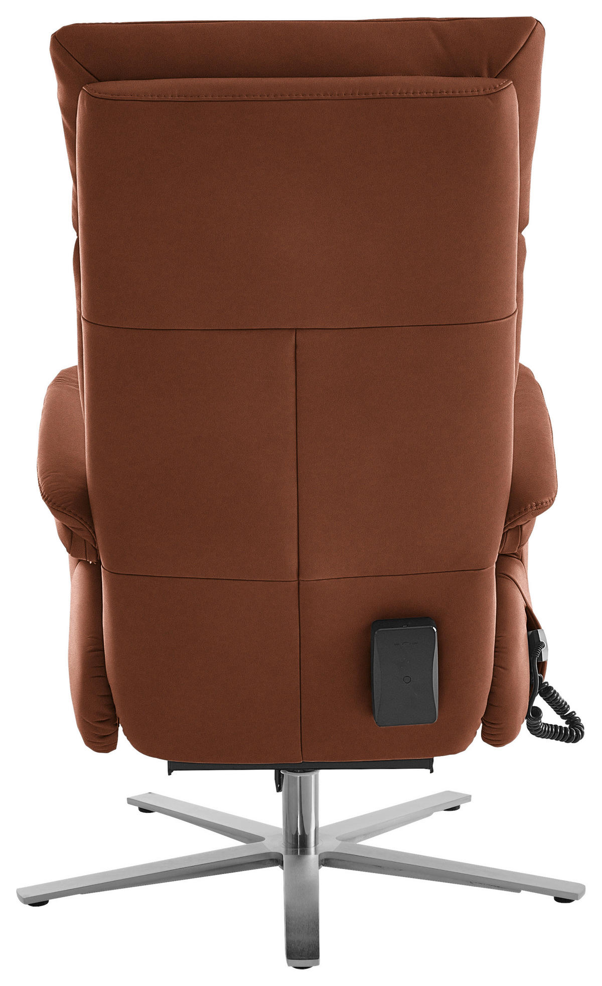 RELAXSESSEL in Leder Cognac  - Edelstahlfarben/Cognac, Design, Leder/Metall (70/124/85cm) - Cantus
